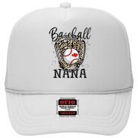 Baseball Nana Leopard Game Day Baseball Lover Mothers Day High Crown Mesh Back Trucker Hat