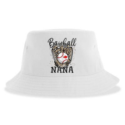 Baseball Nana Leopard Game Day Baseball Lover Mothers Day Sustainable Bucket Hat