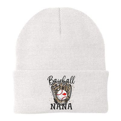 Baseball Nana Leopard Game Day Baseball Lover Mothers Day Knit Cap Winter Beanie