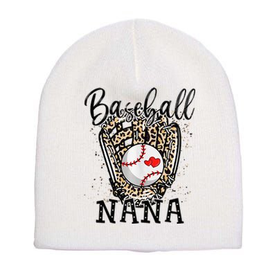 Baseball Nana Leopard Game Day Baseball Lover Mothers Day Short Acrylic Beanie