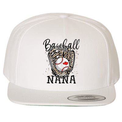 Baseball Nana Leopard Game Day Baseball Lover Mothers Day Wool Snapback Cap