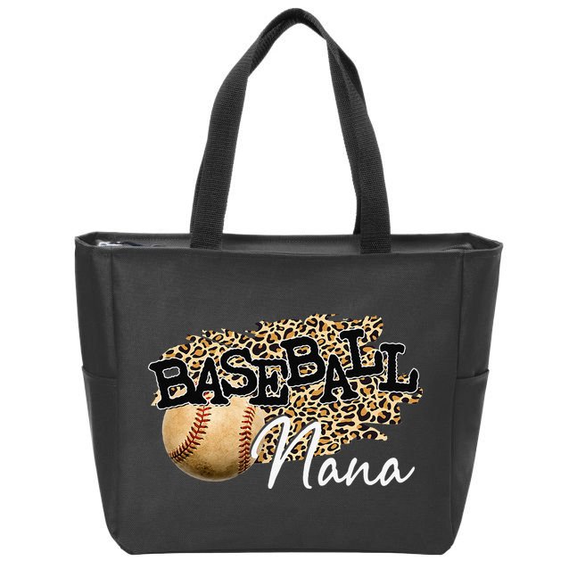 Baseball Nana Leopard Mother's Day Zip Tote Bag