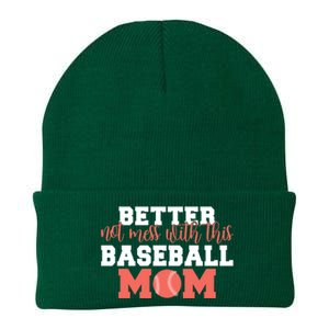 Better Not Mess With This Baseball Mom Funny Gift Knit Cap Winter Beanie