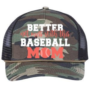 Better Not Mess With This Baseball Mom Funny Gift Retro Rope Trucker Hat Cap