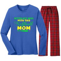 Better Not Mess With This Softball Mom Gift Women's Long Sleeve Flannel Pajama Set 