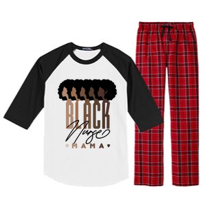 Black Nurse Mama Black History Month Raglan Sleeve Pajama Set