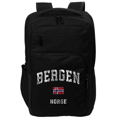 Bergen Norway Norge Vintage Athletic Sports Impact Tech Backpack