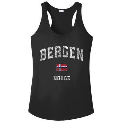 Bergen Norway Norge Vintage Athletic Sports Ladies PosiCharge Competitor Racerback Tank