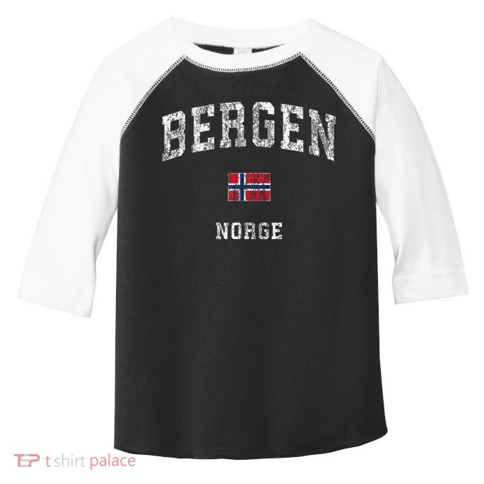 Bergen Norway Norge Vintage Athletic Sports Toddler Fine Jersey T-Shirt