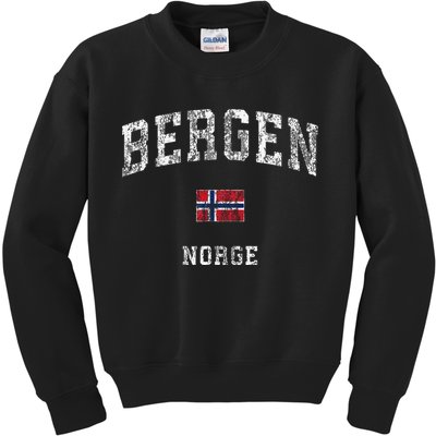 Bergen Norway Norge Vintage Athletic Sports Kids Sweatshirt