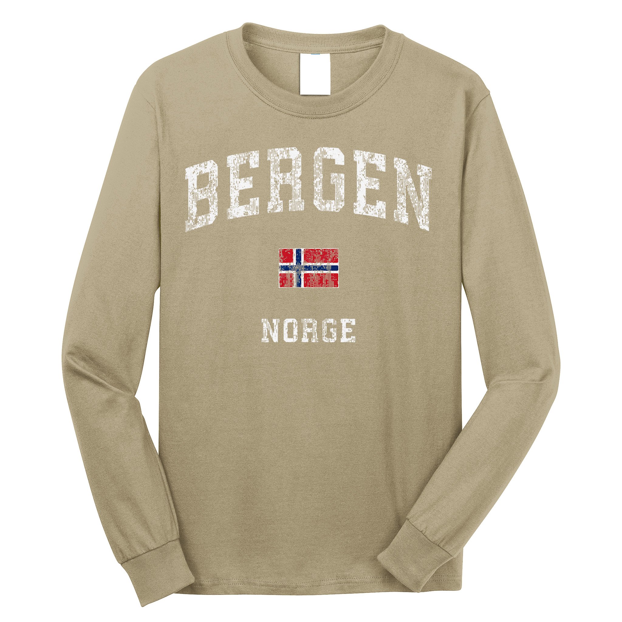 Bergen Norway Norge Vintage Athletic Sports Long Sleeve Shirt