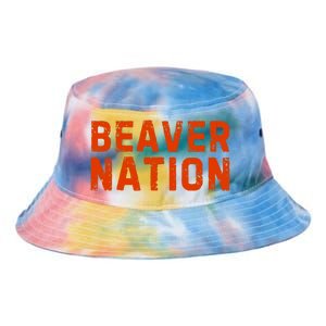 Beaver Nation Orange Distressed Font Tie Dye Newport Bucket Hat