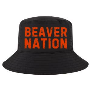 Beaver Nation Orange Distressed Font Cool Comfort Performance Bucket Hat