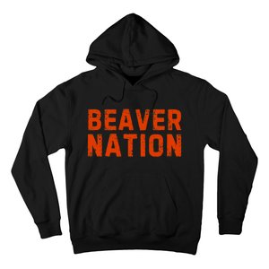 Beaver Nation Orange Distressed Font Hoodie