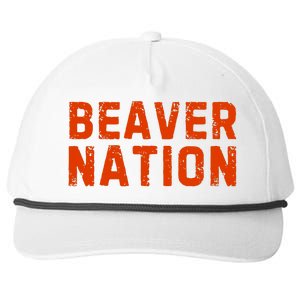 Beaver Nation Orange Distressed Font Snapback Five-Panel Rope Hat