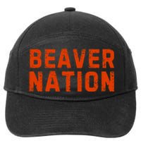 Beaver Nation Orange Distressed Font 7-Panel Snapback Hat