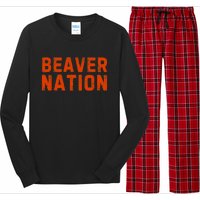 Beaver Nation Orange Distressed Font Long Sleeve Pajama Set