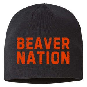 Beaver Nation Orange Distressed Font Sustainable Beanie