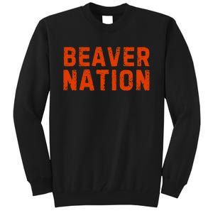 Beaver Nation Orange Distressed Font Tall Sweatshirt