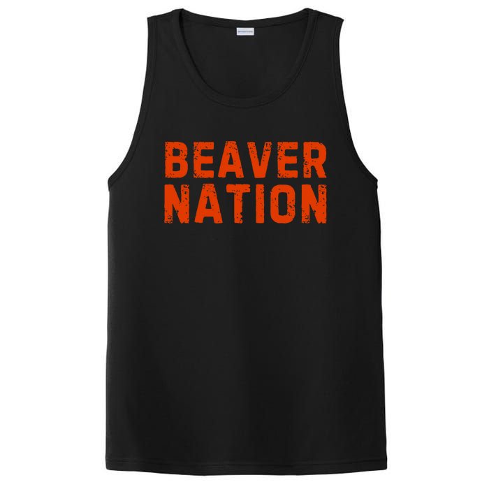 Beaver Nation Orange Distressed Font PosiCharge Competitor Tank