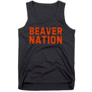 Beaver Nation Orange Distressed Font Tank Top