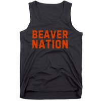 Beaver Nation Orange Distressed Font Tank Top