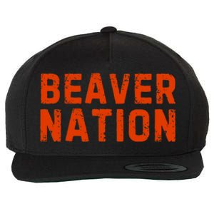 Beaver Nation Orange Distressed Font Wool Snapback Cap