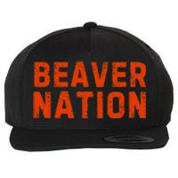 Beaver Nation Orange Distressed Font Wool Snapback Cap