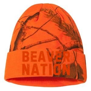 Beaver Nation Orange Distressed Font Kati Licensed 12" Camo Beanie