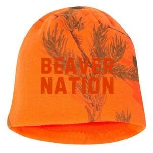 Beaver Nation Orange Distressed Font Kati - Camo Knit Beanie