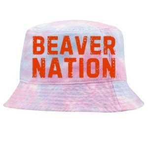 Beaver Nation Orange Distressed Font Tie-Dyed Bucket Hat