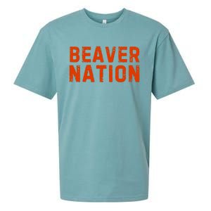 Beaver Nation Orange Distressed Font Sueded Cloud Jersey T-Shirt