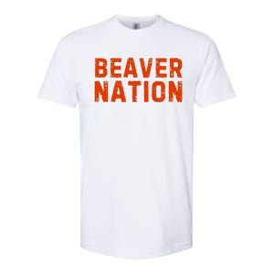 Beaver Nation Orange Distressed Font Softstyle CVC T-Shirt