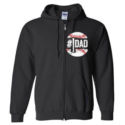 Baseball Number One Daddy Son Baseball Fathers Day Full Zip Hoodie