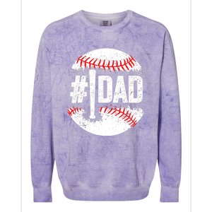 Baseball Number One Daddy Son Baseball Father's Day Colorblast Crewneck Sweatshirt