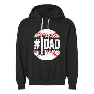 Baseball Number One Daddy Son Baseball Father's Day Garment-Dyed Fleece Hoodie