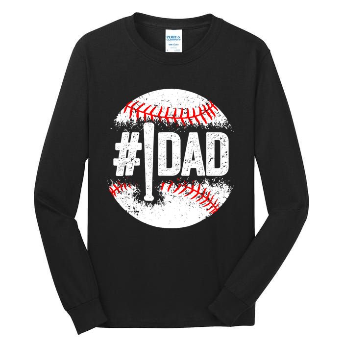 Baseball Number One Daddy Son Baseball Father's Day Tall Long Sleeve T-Shirt