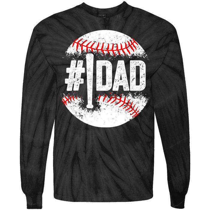 Baseball Number One Daddy Son Baseball Father's Day Tie-Dye Long Sleeve Shirt