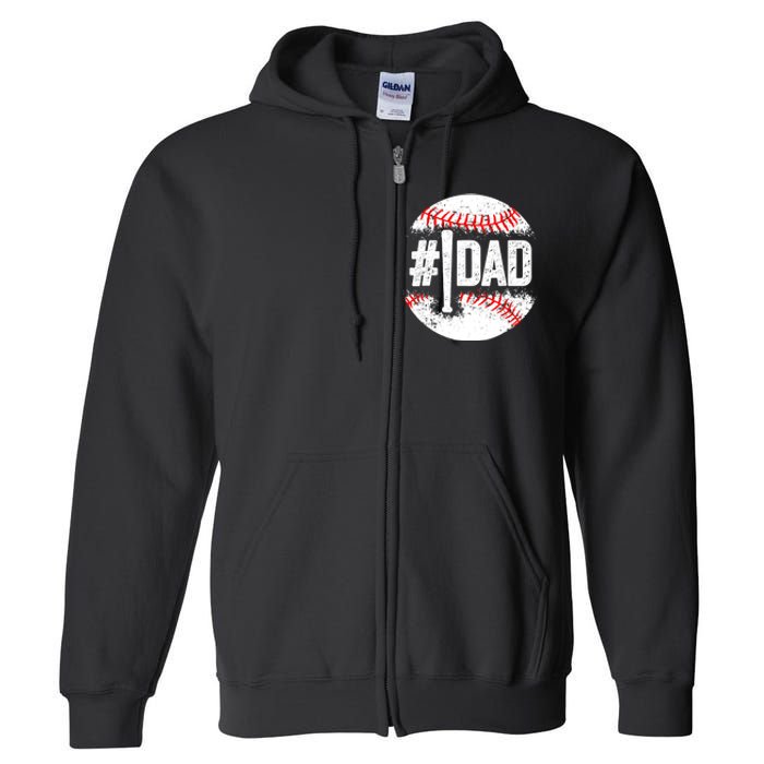 Baseball Number One Daddy Son Baseball Father's Day Full Zip Hoodie