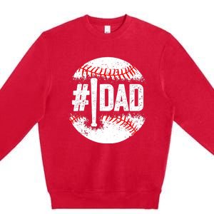 Baseball Number One Daddy Son Baseball Father's Day Premium Crewneck Sweatshirt