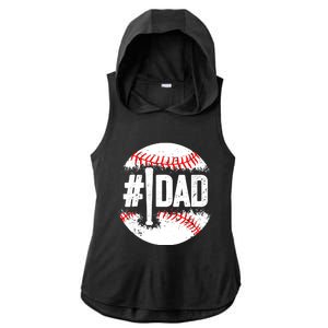 Baseball Number One Daddy Son Baseball Father's Day Ladies PosiCharge Tri-Blend Wicking Draft Hoodie Tank