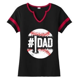 Baseball Number One Daddy Son Baseball Father's Day Ladies Halftime Notch Neck Tee