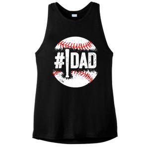 Baseball Number One Daddy Son Baseball Father's Day Ladies PosiCharge Tri-Blend Wicking Tank