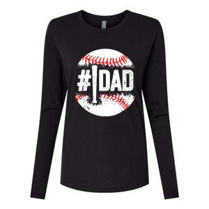 Baseball Number One Daddy Son Baseball Father's Day Womens Cotton Relaxed Long Sleeve T-Shirt