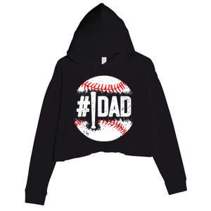 Baseball Number One Daddy Son Baseball Father's Day Crop Fleece Hoodie