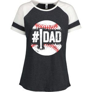 Baseball Number One Daddy Son Baseball Father's Day Enza Ladies Jersey Colorblock Tee