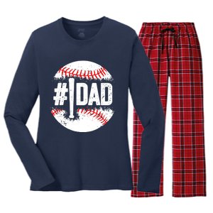 Baseball Number One Daddy Son Baseball Father's Day Women's Long Sleeve Flannel Pajama Set 