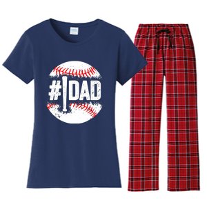 Baseball Number One Daddy Son Baseball Father's Day Women's Flannel Pajama Set