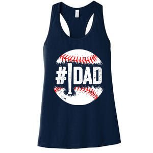 Baseball Number One Daddy Son Baseball Father's Day Women's Racerback Tank