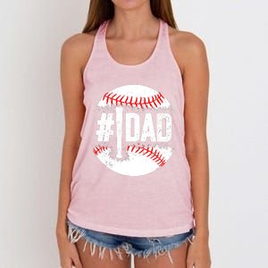 Baseball Number One Daddy Son Baseball Father's Day Women's Knotted Racerback Tank